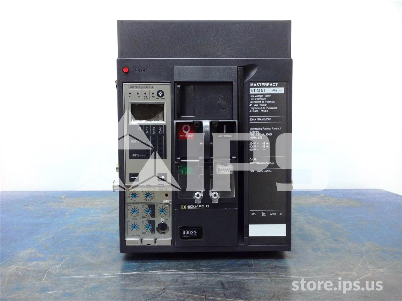 800A SQD MASTERPACT NT08 N1 MO/DO TA2PPR44A9SXXXXXJA UNUSED SURPLUS (NT08 N) MICROLOGIC 6.0A LSIG, 250A AMPACITY